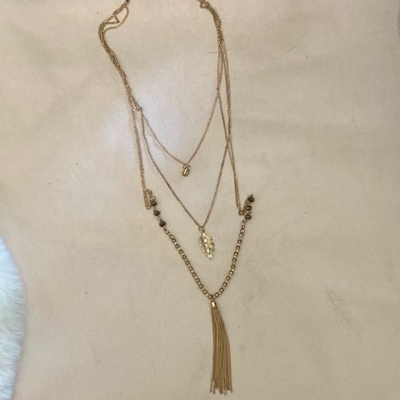 3 strand long necklace with tiger eye beads - Picture 2 of 6